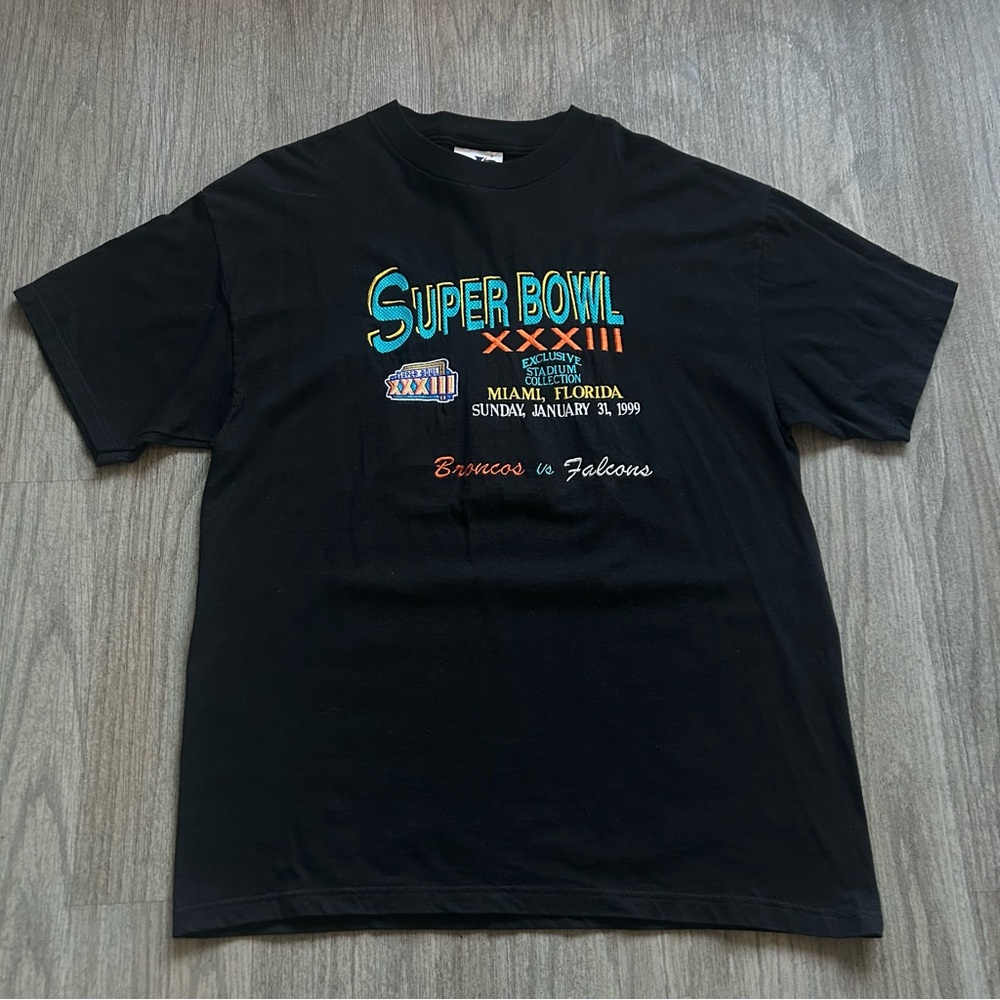 Logo Athletic Black Super Bowl XXIII Graphic Tee with Teal & Orange Accents